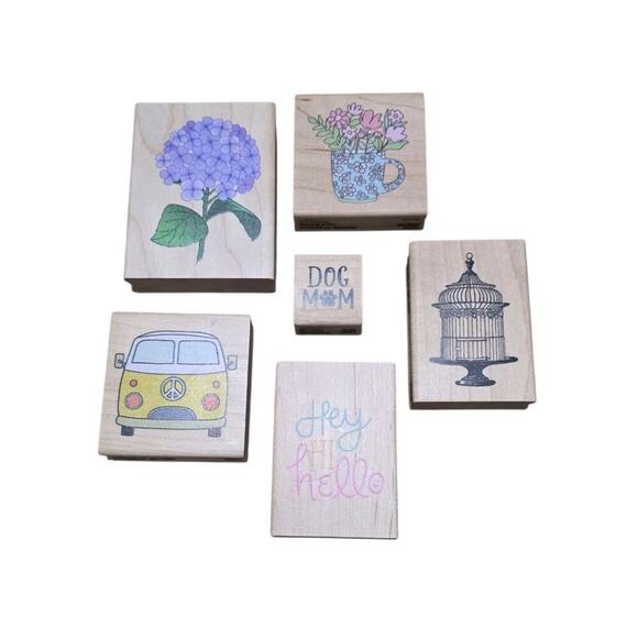 Lot Of 6 Mismatch Craft Rubber Stamps - Picture 1 of 2